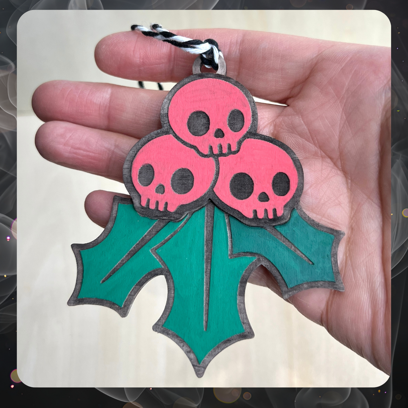 Creepmas Holly Skulls Ornament