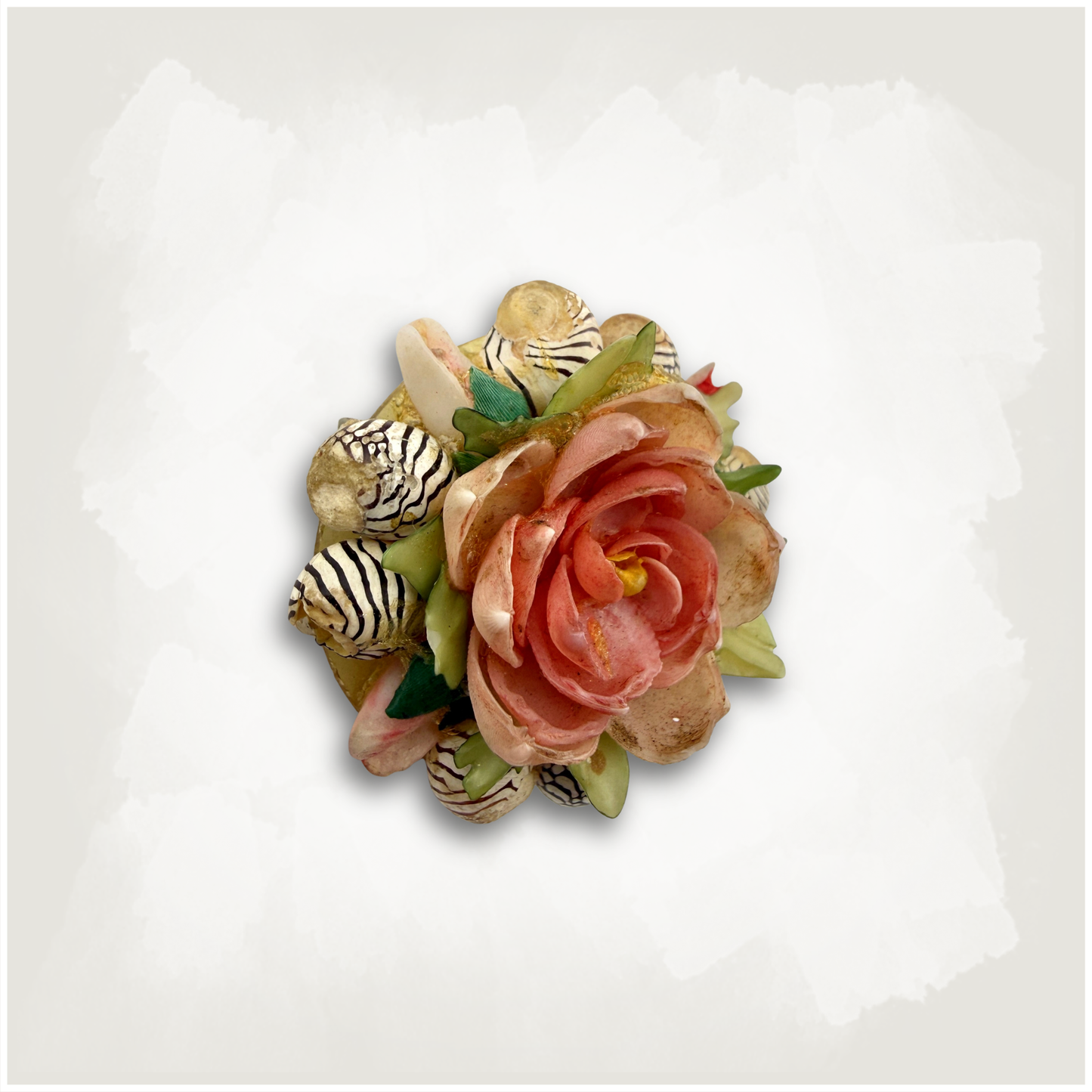 Vintage Rose Shell Brooch