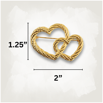 Vintage Double Interlocking Hearts Brooch