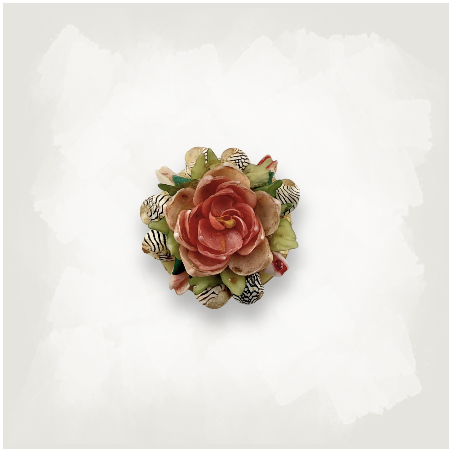 Vintage Rose Shell Brooch