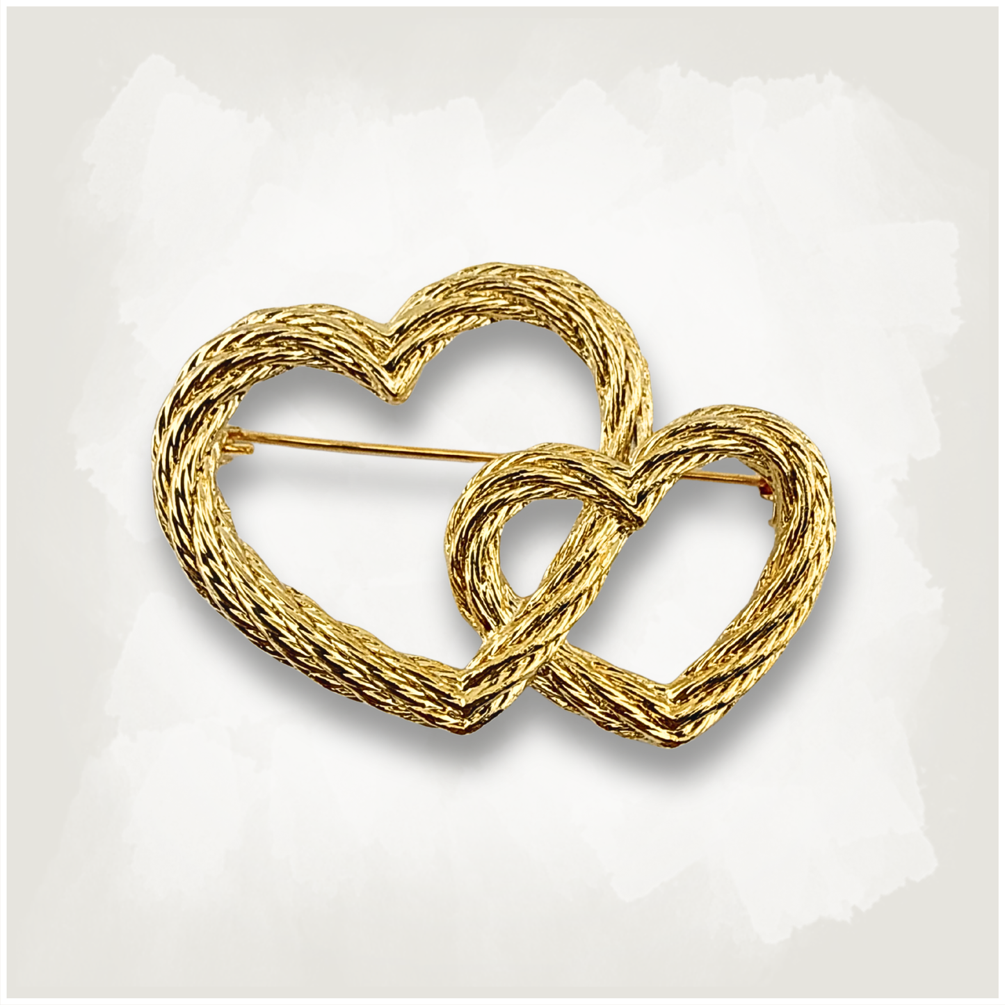 Vintage Double Interlocking Hearts Brooch