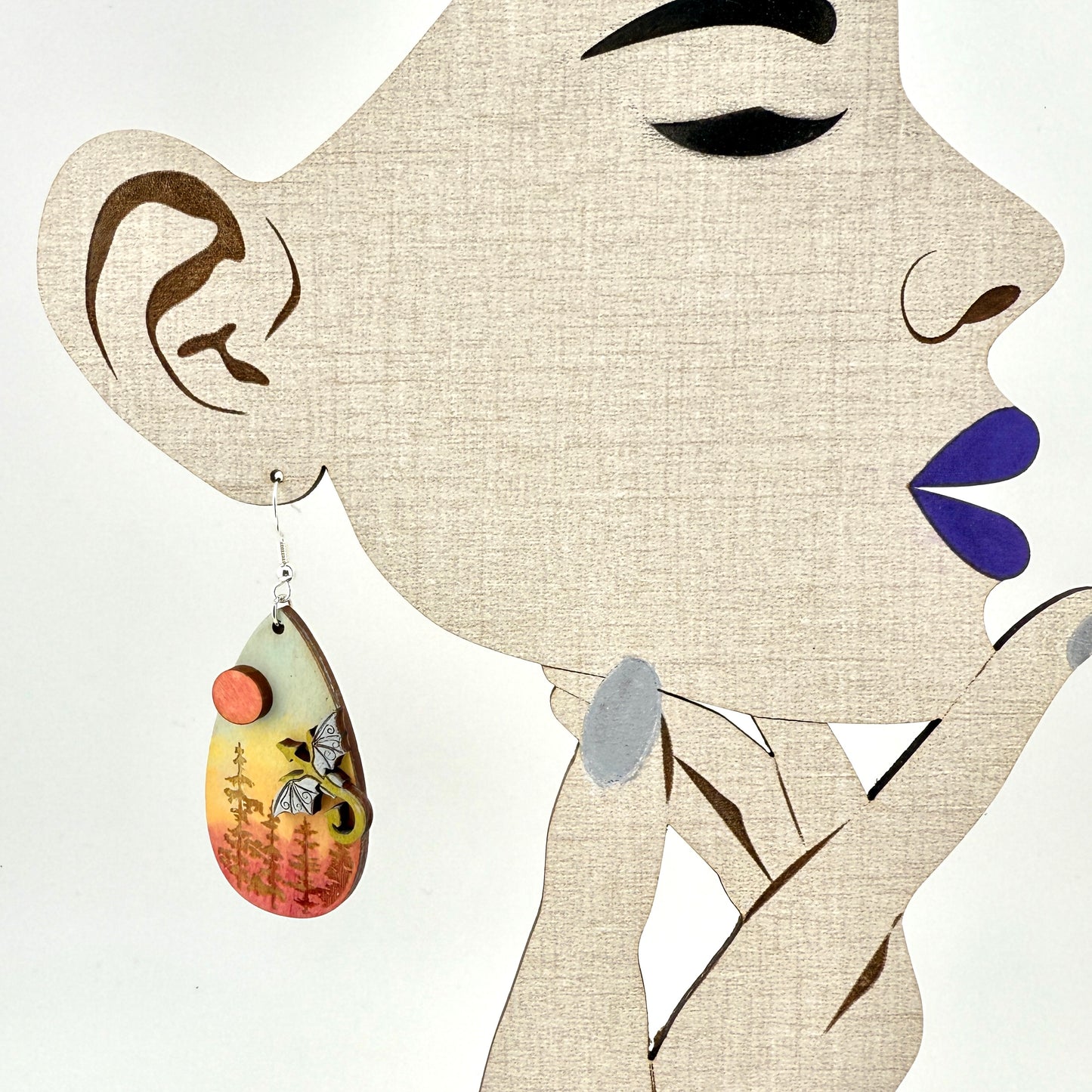 Hand Painted Dragon Forest Earrings