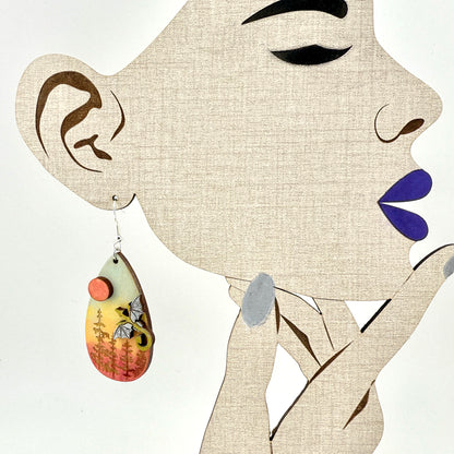 Hand Painted Dragon Forest Earrings