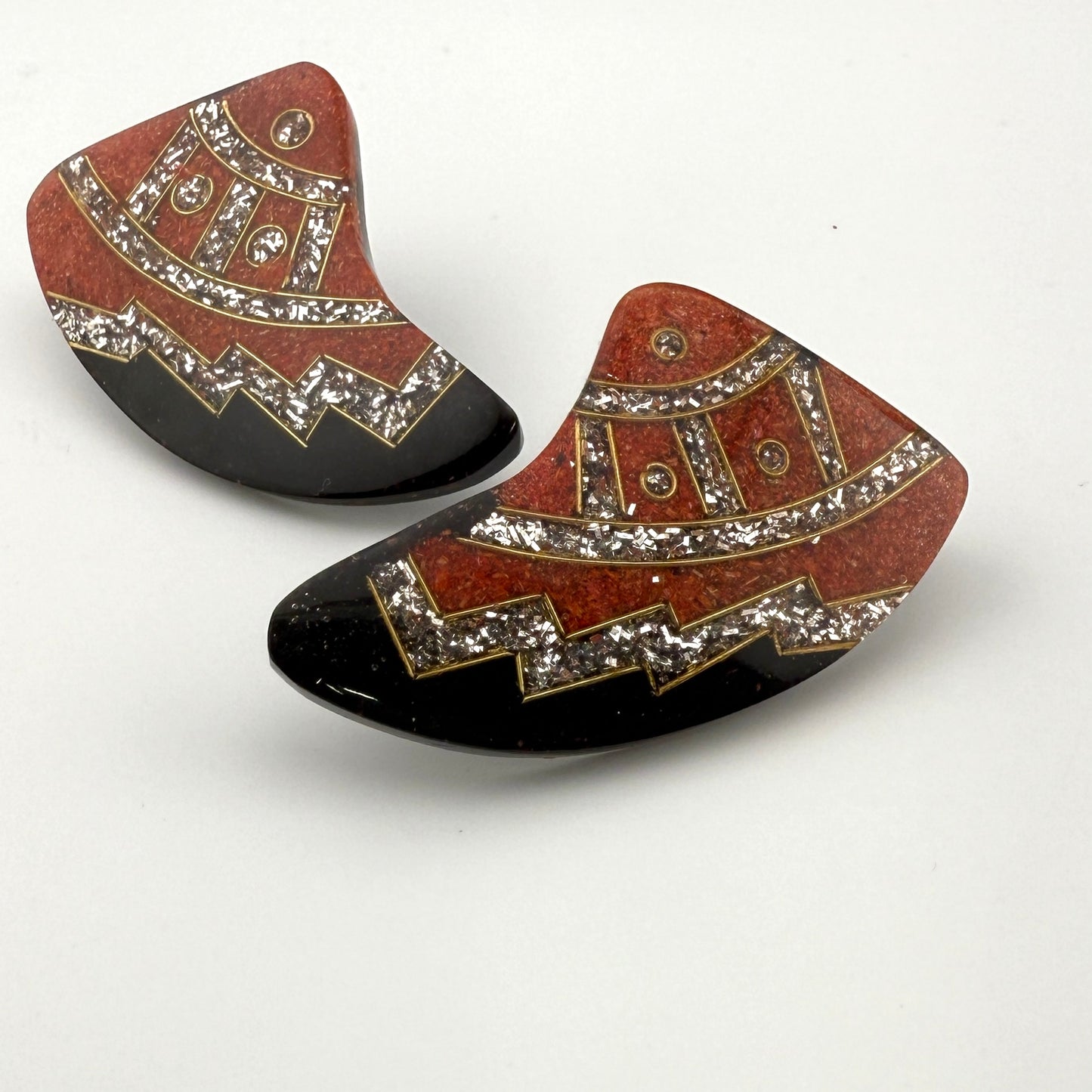 Vintage Art Deco Geometric Statement Earrings