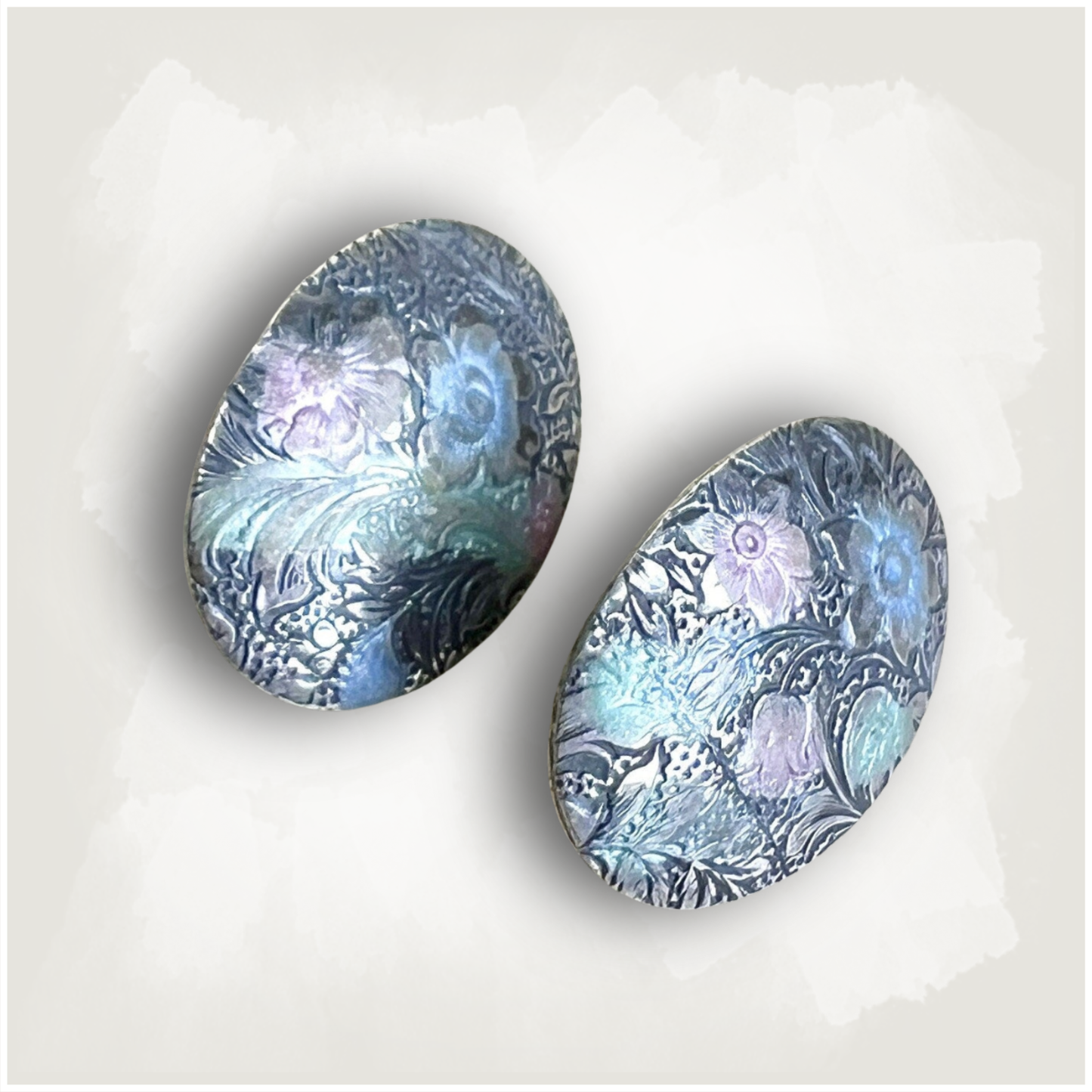 Vintage Floral Embossed Clip-On Earrings
