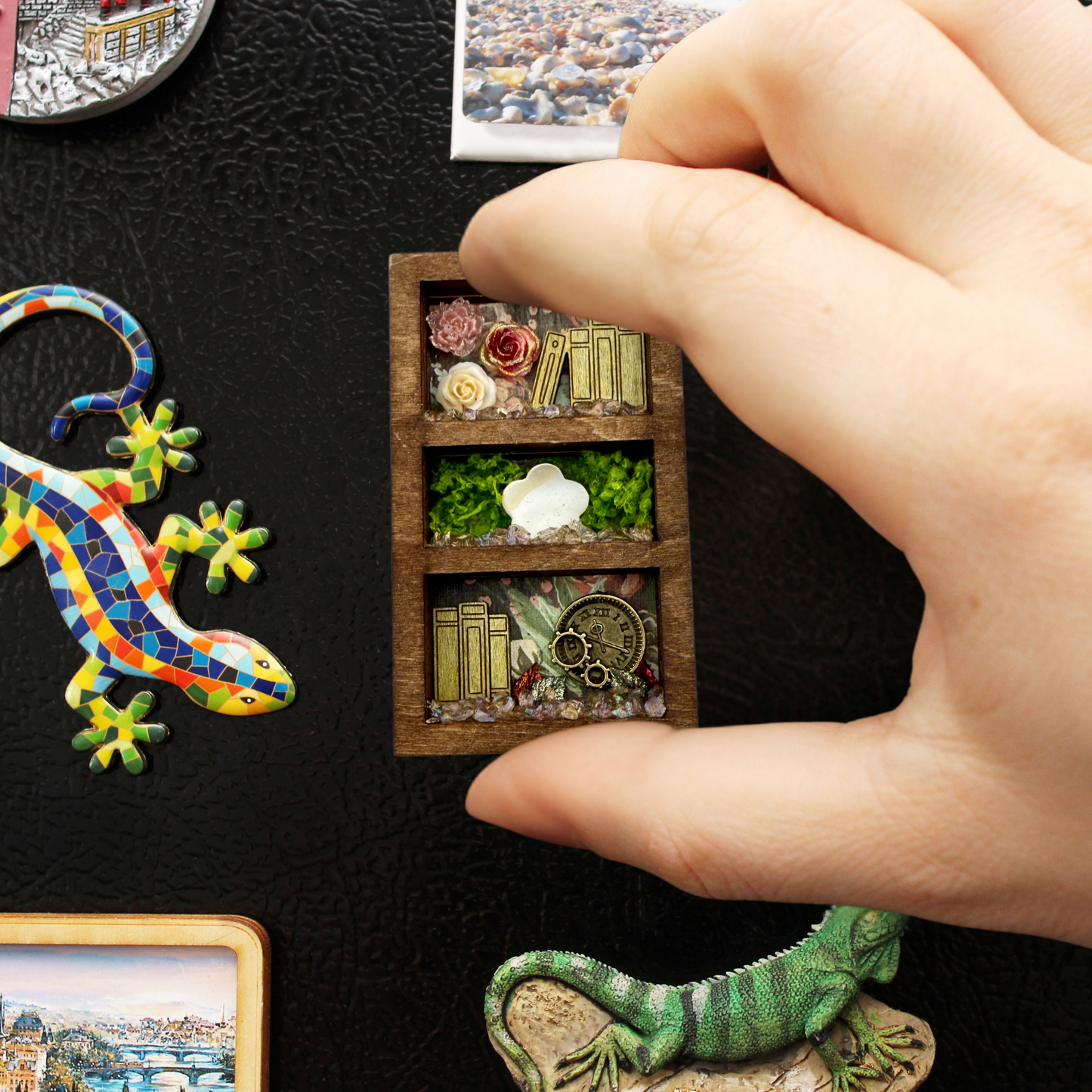 Mini Bookshelf Magnet – Handmade Laser Cut Wood Art