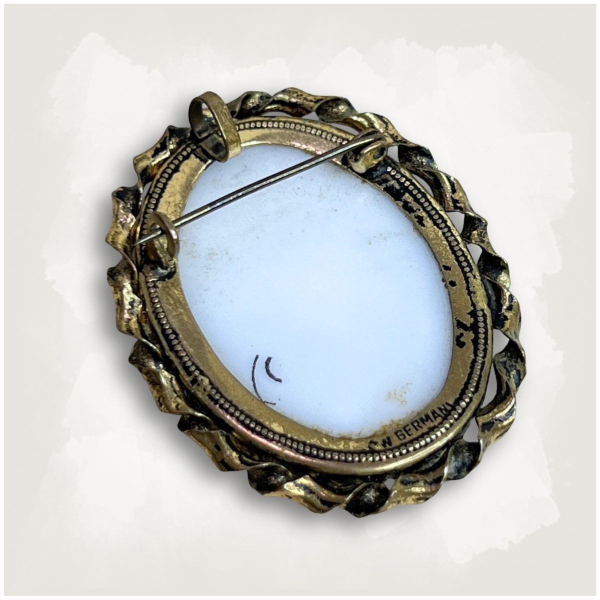 Vintage West Germany Cameo Style Floral Brooch