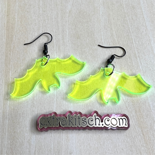 Neon Bat Earrings – Blacklight Reactive Laser Cut Acrylic