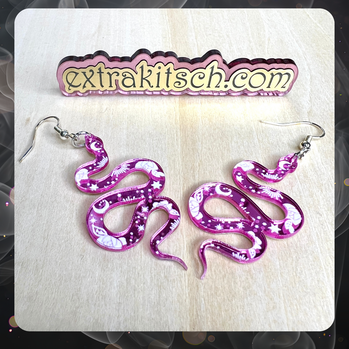 Pink Snake Earrings