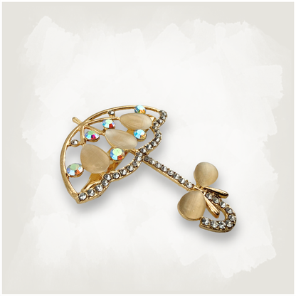Rhinestone Parasol Umbrella Brooch