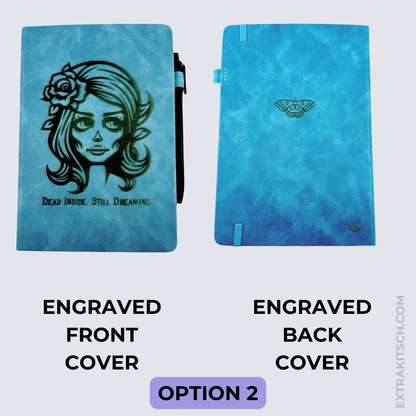 Zombie Girl Journal - Engraved Vegan Leather Notebook with Pen
