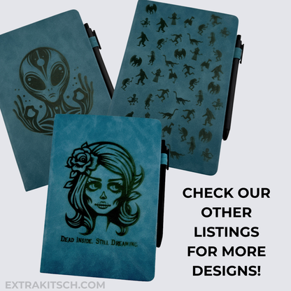 Cryptid Field Journal - Engraved Vegan Leather Notebook with Pen