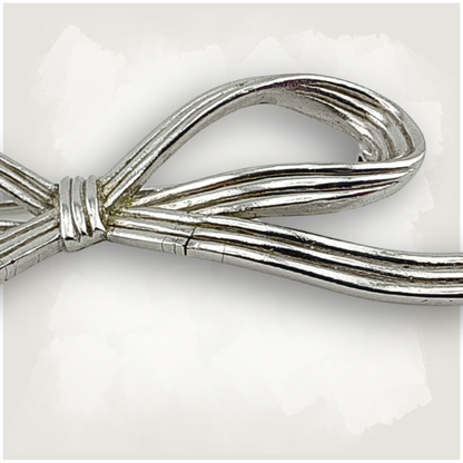Crown Trifari Silver Tone Bow Brooch