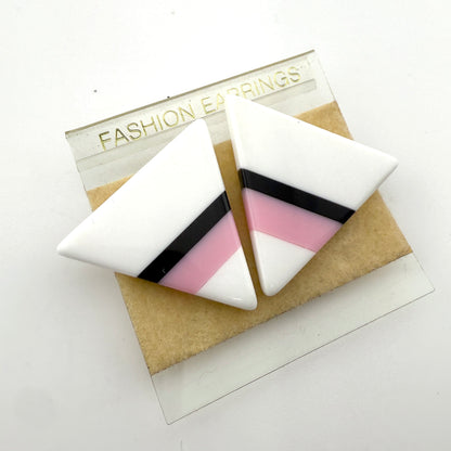 Vintage Mod Triangle Lucite Clip-On Earrings
