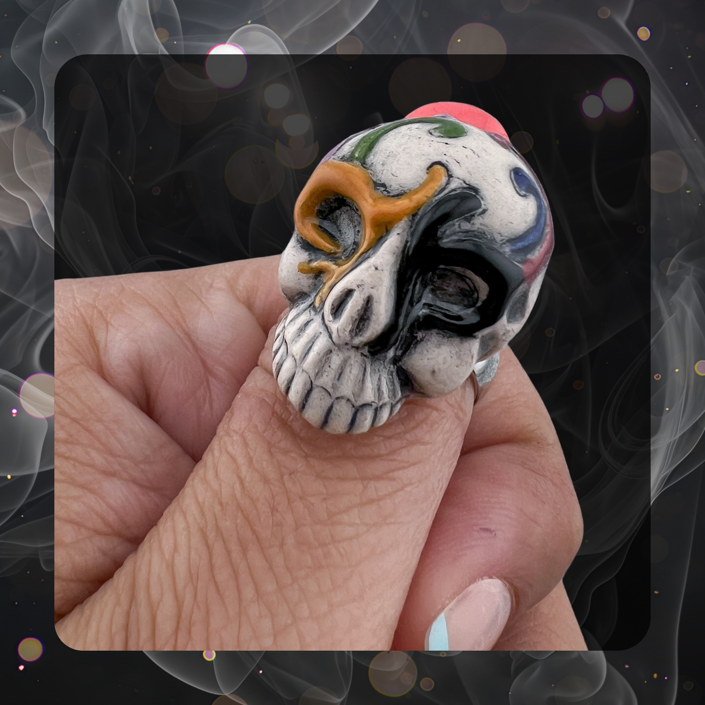 Ceramic Sugar Skull Ring