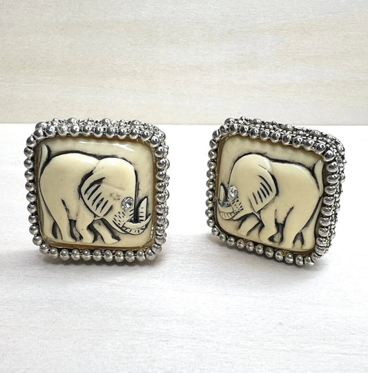 Vintage Lucky Elephant Clip-On Earrings