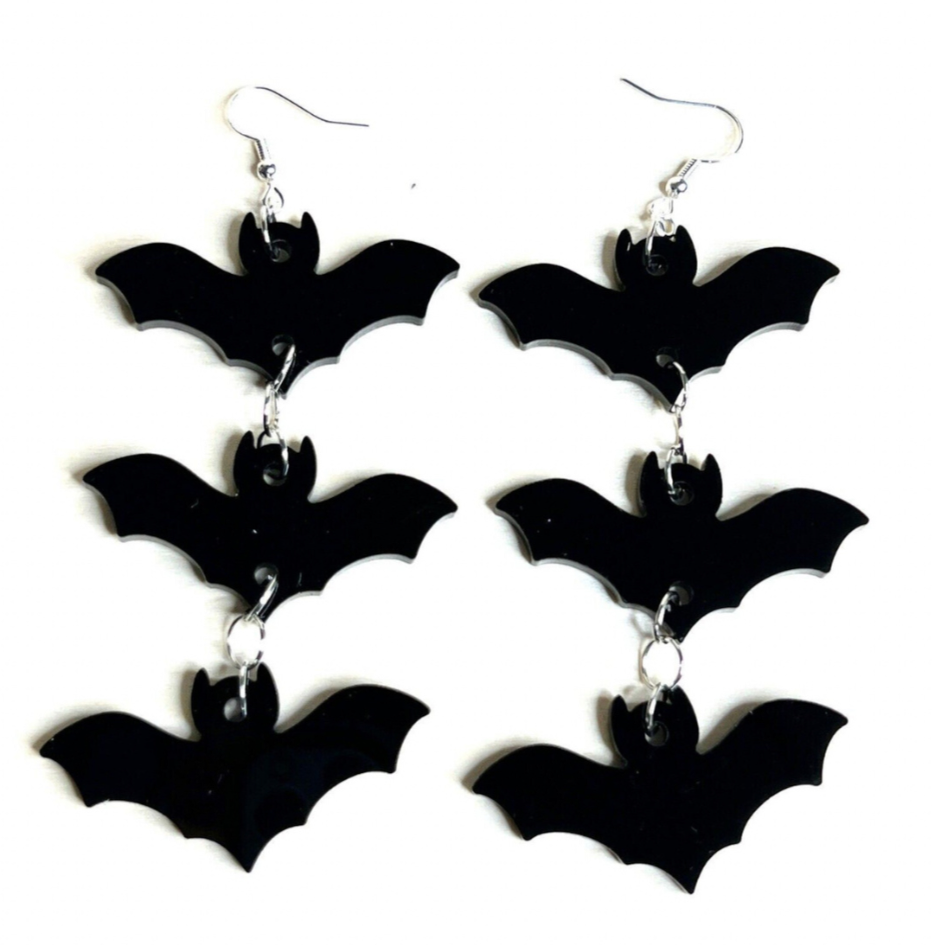 Triple Bat Dangle Earrings