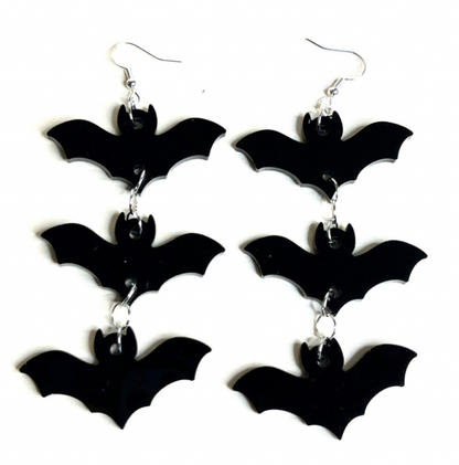 Triple Bat Dangle Earrings