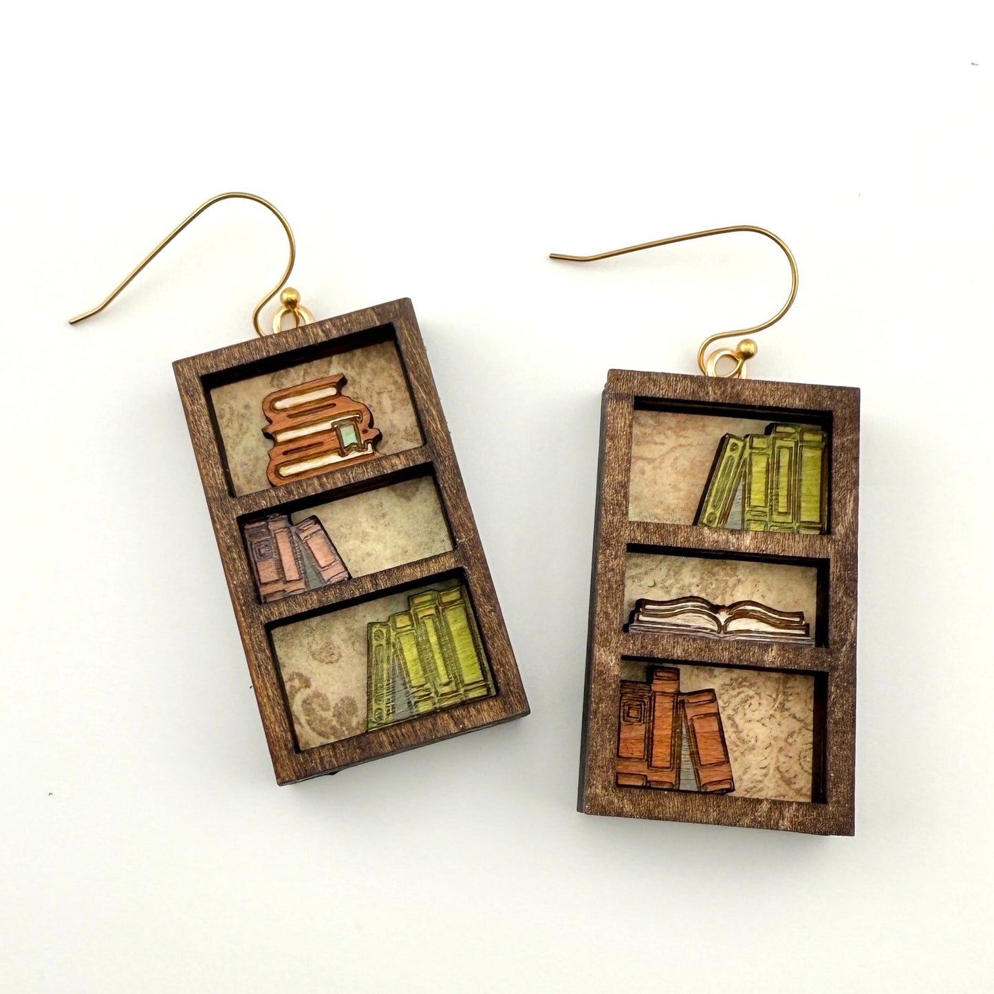Mini Bookshelf Earrings – Book Lover Jewelry
