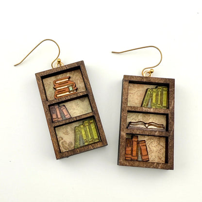 Mini Bookshelf Earrings – Book Lover Jewelry