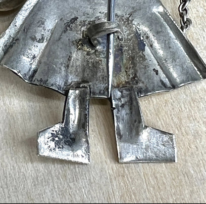 Vintage Metal Folk Art Brooch