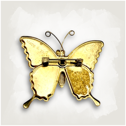 Vintage Glitter Butterfly Pin