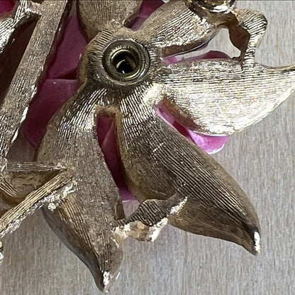 Vintage Crown Trifari Pink Rose Basket Brooch