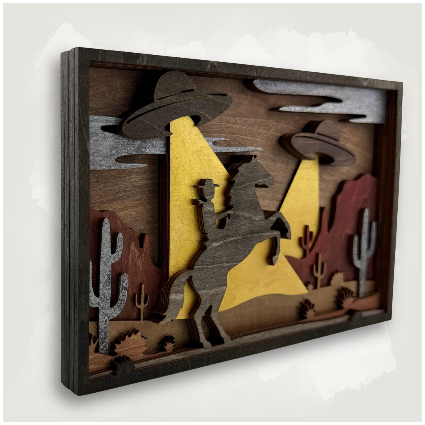Alien Abduction 3D Wood Art