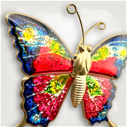 Vintage Glitter Butterfly Pin