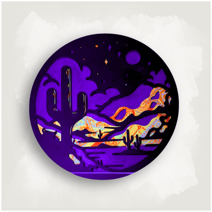 Psychedelic Trippy Desert Blacklight Wood Wall Art