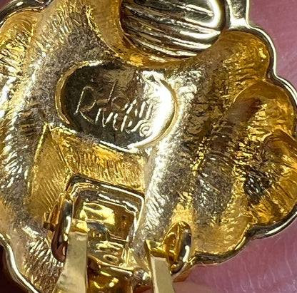 Joan Rivers Gold Rhinestone Clip On Earrings - Signed