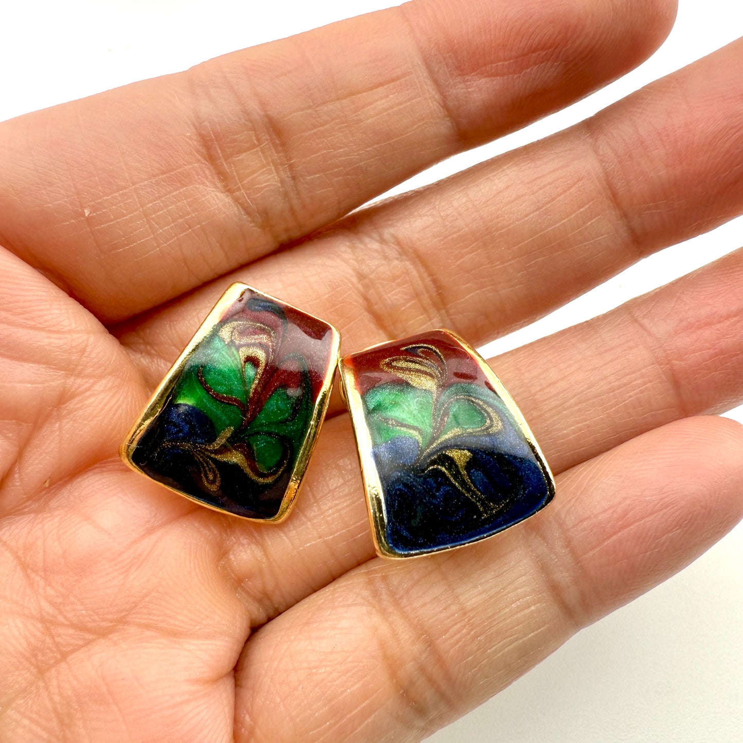 Vintage Abstract Gold Tone Clip-On Earrings