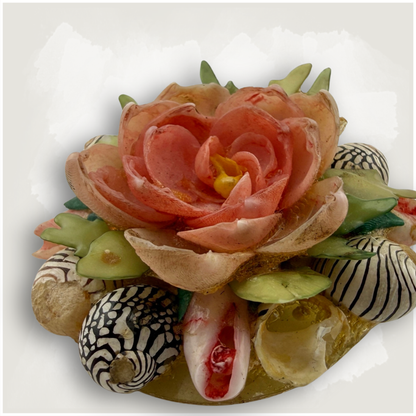 Vintage Rose Shell Brooch