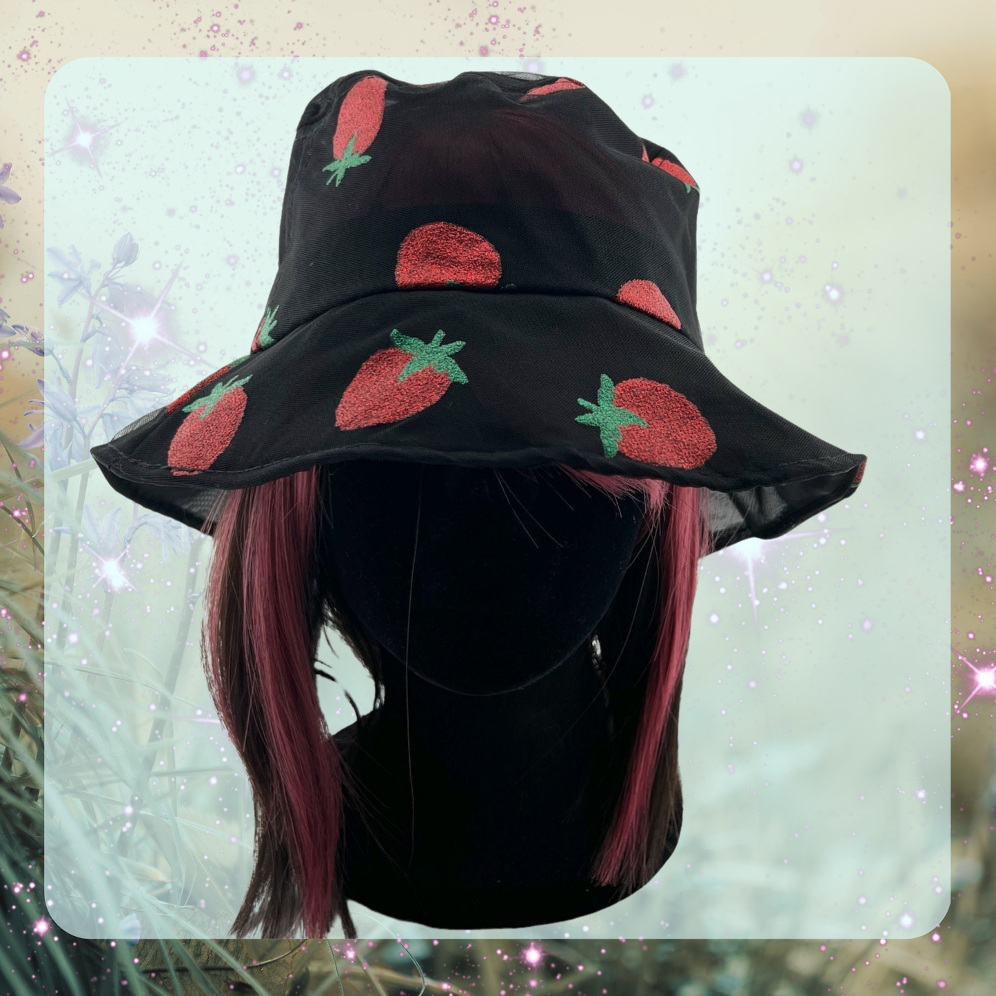 Strawberry Print Bucket Hat