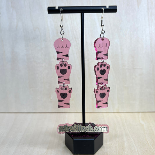 Cat Paw Rock Paper Scissors Dangle Earrings – Pink Statement Jewelry