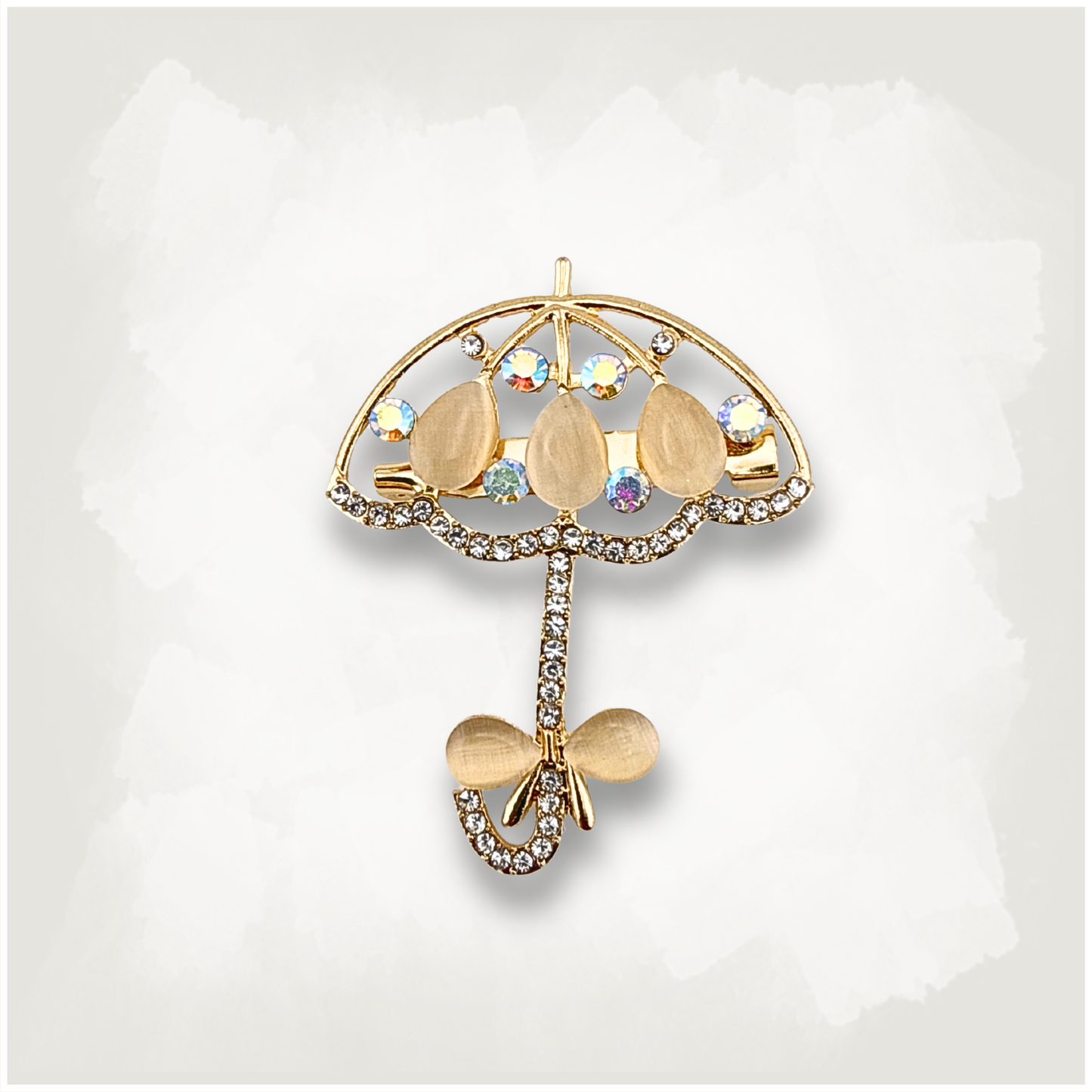 Rhinestone Parasol Umbrella Brooch