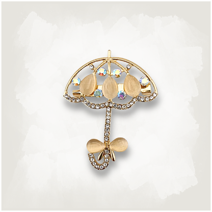 Rhinestone Parasol Umbrella Brooch