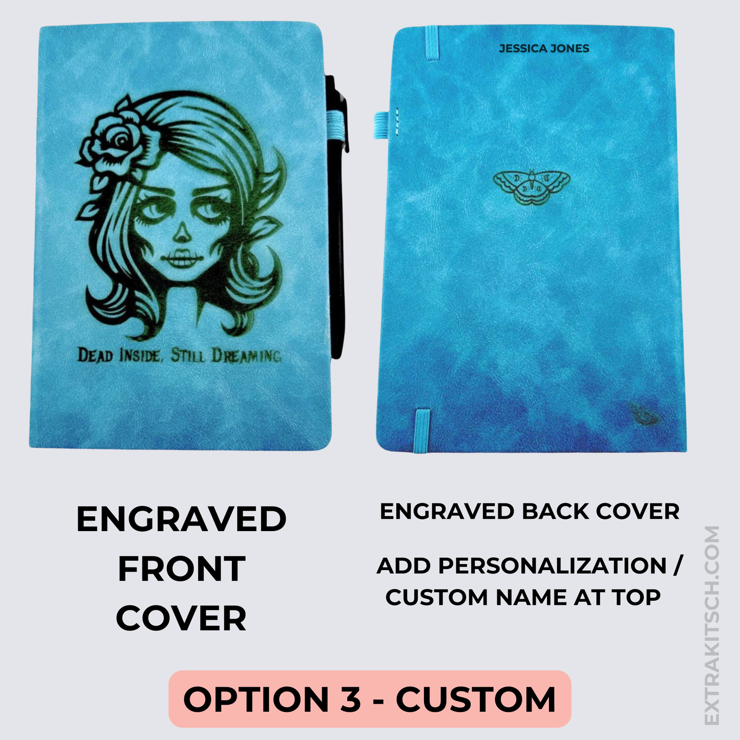 Zombie Girl Journal - Engraved Vegan Leather Notebook with Pen