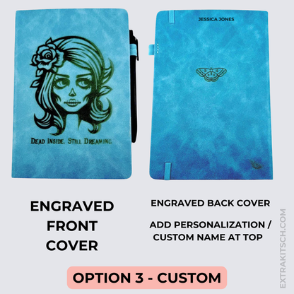 Zombie Girl Journal - Engraved Vegan Leather Notebook with Pen