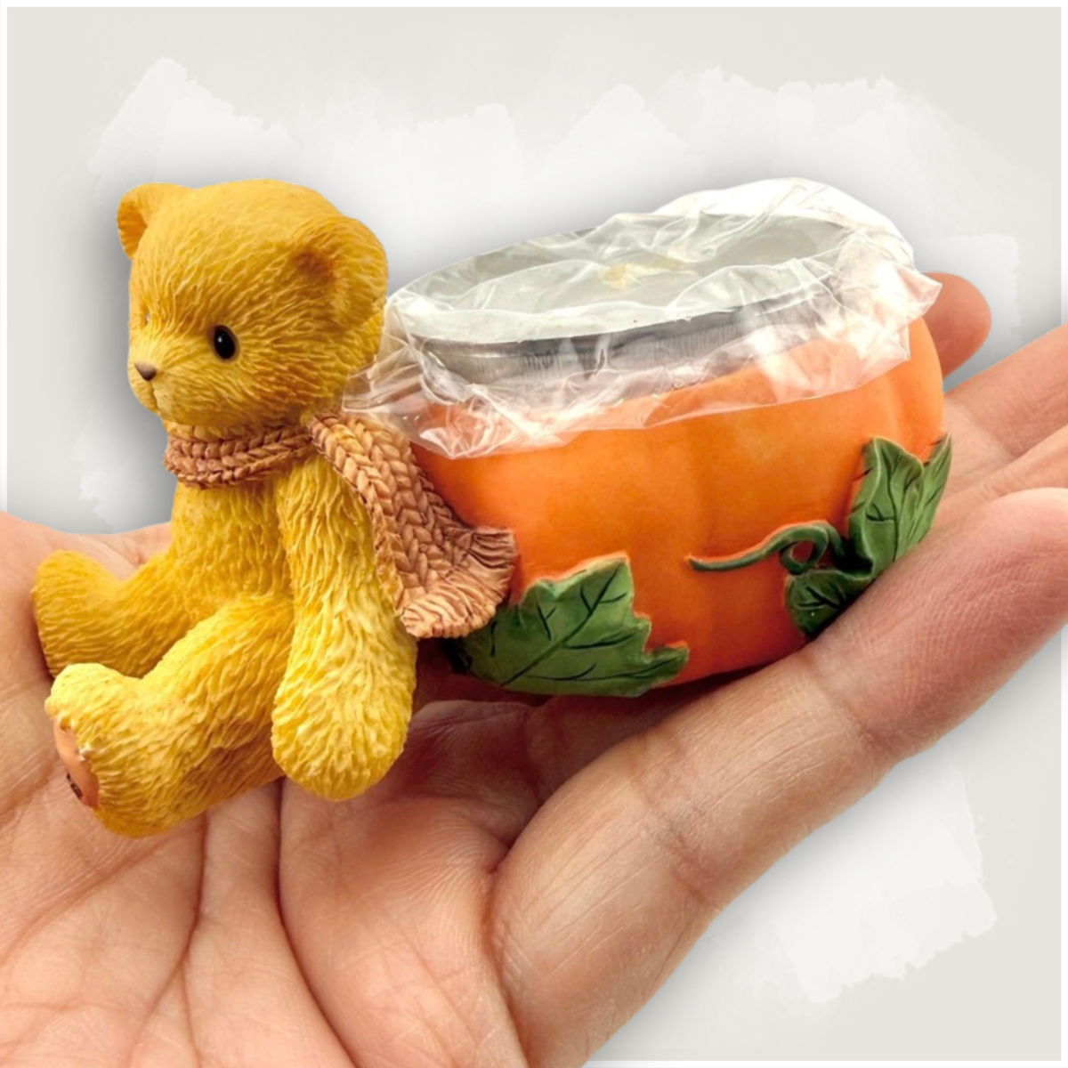 Vintage Cherished Teddies Pumpkin Candle Holder – Enesco 1998