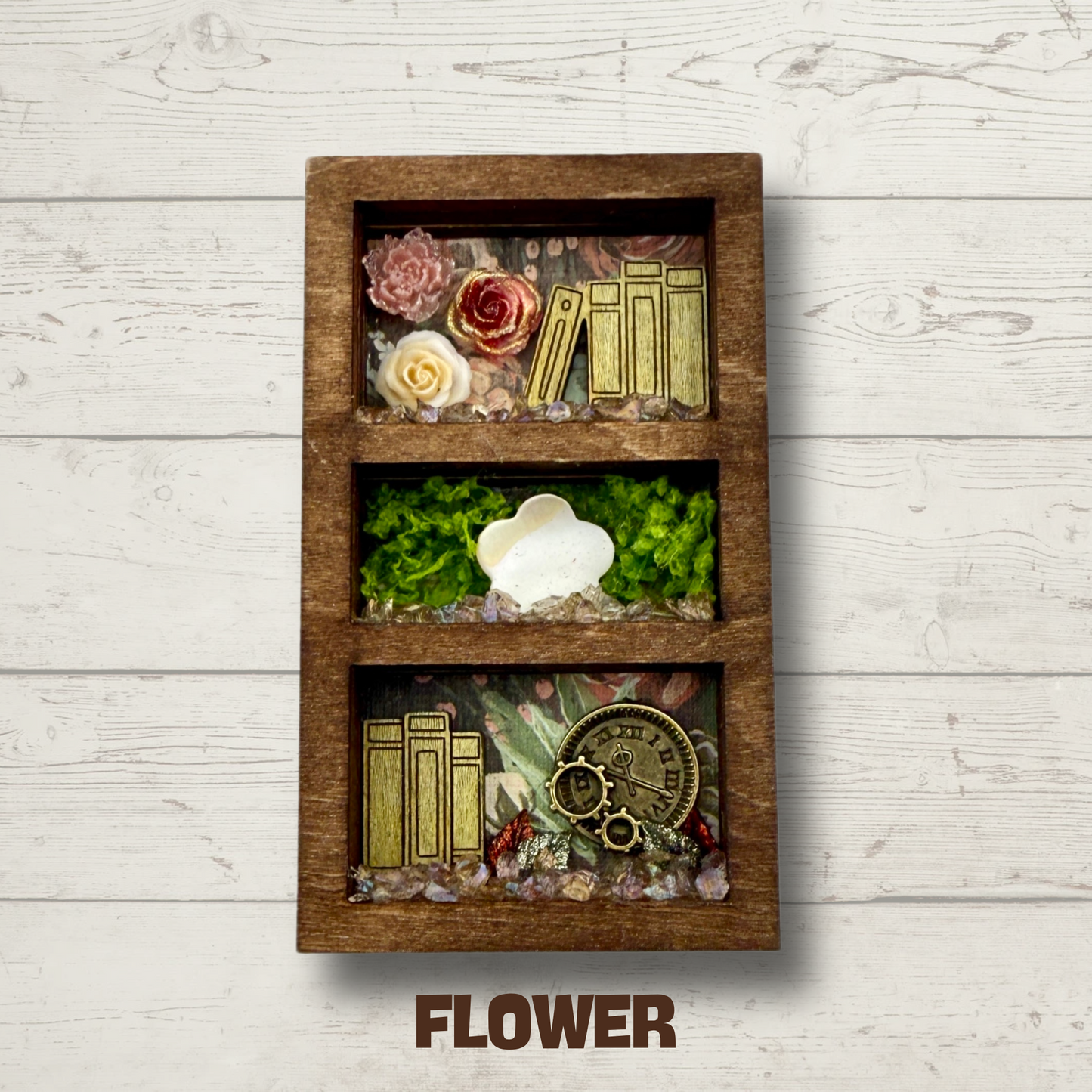 Mini Bookshelf Magnet – Handmade Laser Cut Wood Art