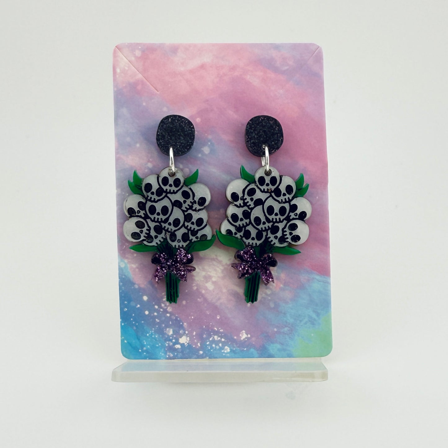 Skull Flower Bouquet Earrings