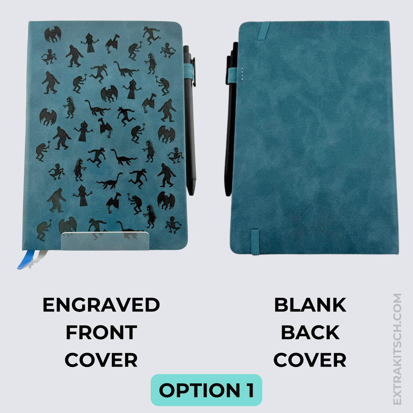 Cryptid Field Journal - Engraved Vegan Leather Notebook with Pen