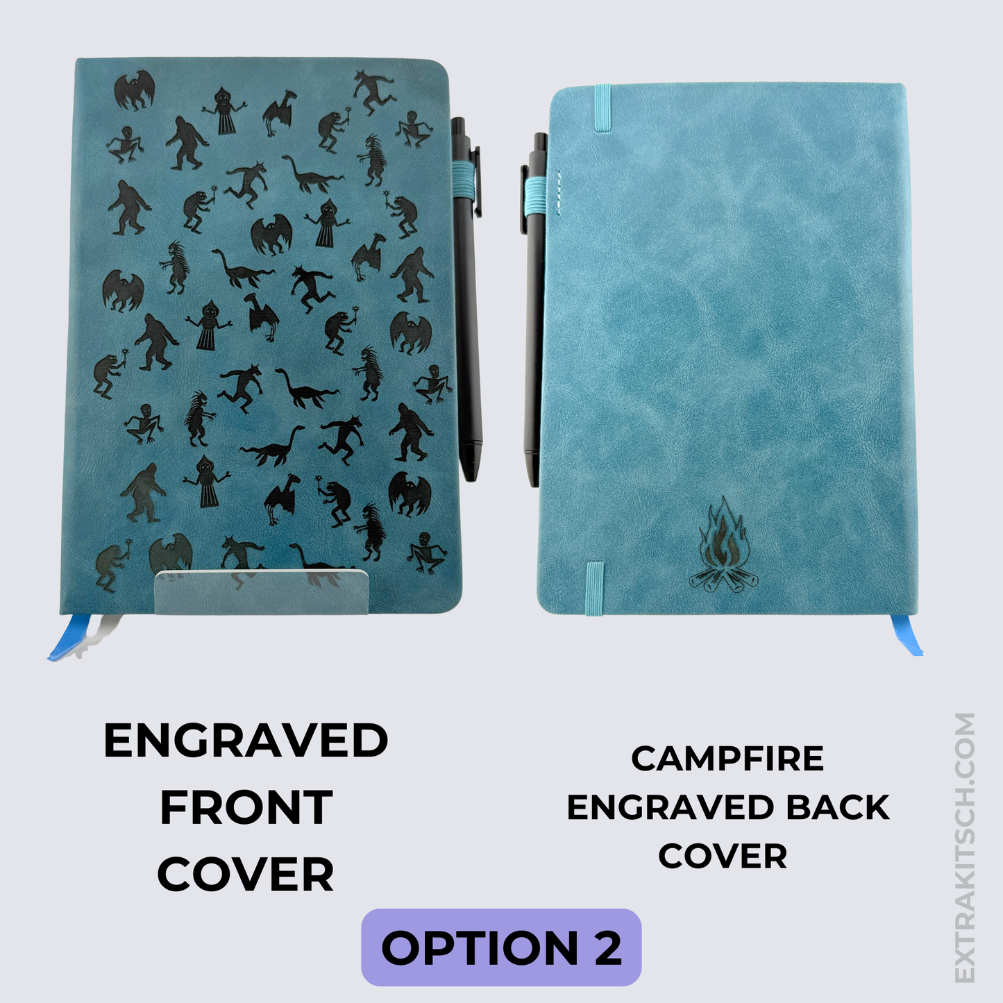 Cryptid Field Journal - Engraved Vegan Leather Notebook with Pen