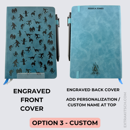 Cryptid Field Journal - Engraved Vegan Leather Notebook with Pen