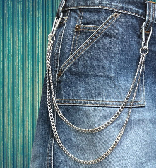 Stainless Steel Cuban Link Wallet Chain - Y2K Skater Belt Chain