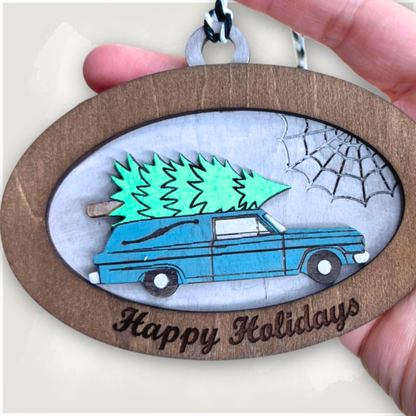 Haunted Hearse Spooky Creepmas Ornament