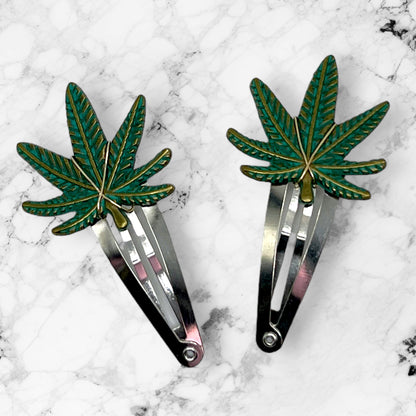 420 Pot Leaf Hair Clips