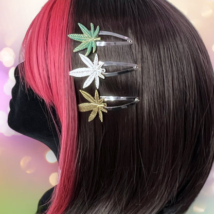 420 Pot Leaf Hair Clips