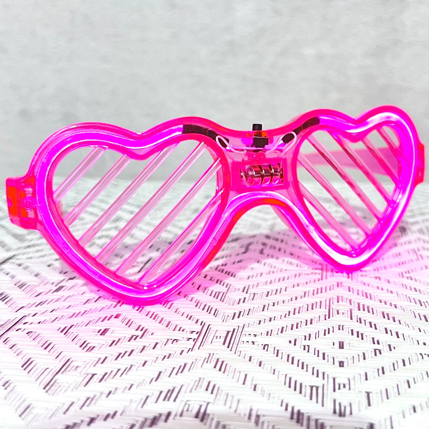 Neon Glow Heart Shutter Shades Sunglasses